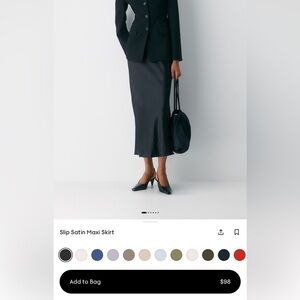 Aritzia Black Slip Satin Maxi Skirt